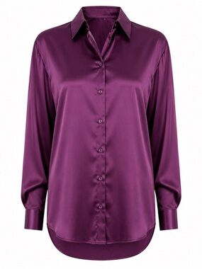 Tribal Satin Blouse Shirt Purple Size Medium & Extra Large NWT